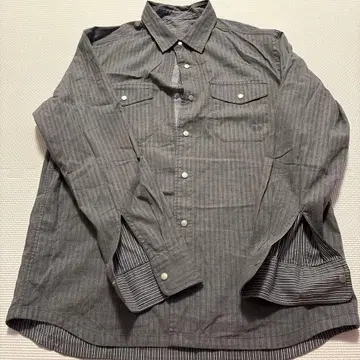 그레이 스트라이프 긴팔 셔츠