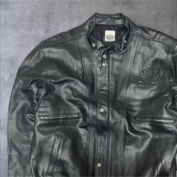 NEW YORK NEW YORK 가죽 자켓 프론트 로고 백 로고