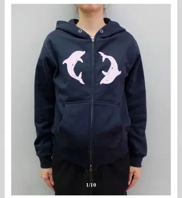 Labyrins Two Dilphins Zip Hoodie Navy