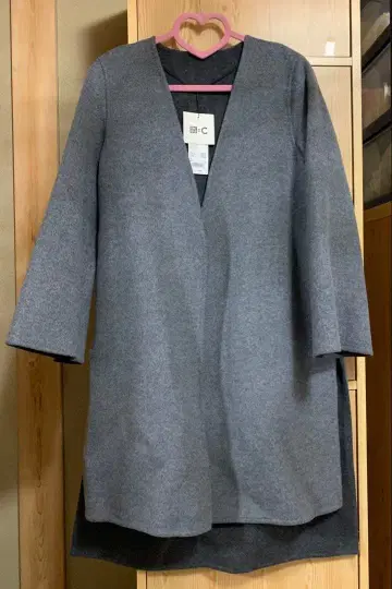 유니클로 UNIQLO 그레이 롱 코트 허리 리본 포함