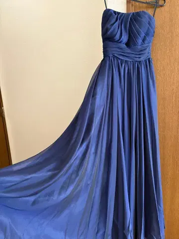 [AIMER] 라메 튤 장식! 연주회 웨딩 네이비 롱 드레스