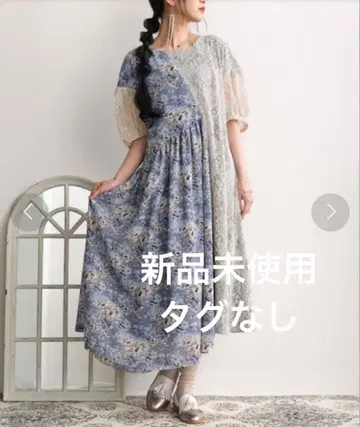 [ 미사용 새상품 ] 소말리아 somari 원피스 레이스 꽃무늬 루즈핏