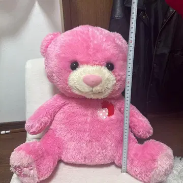 핑크색 곰 모양 봉제 인형 약 30cm