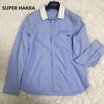 새상품급 SUPER HAKKA 긴팔 셔츠 리스 블루 상의