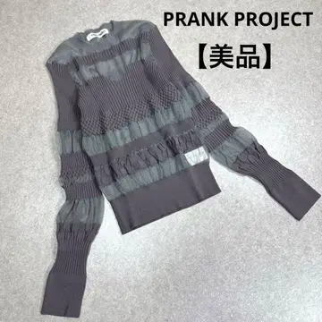 새상품급 PRANK PROJECT 뷔스티에 컷 시스루 리브 니트