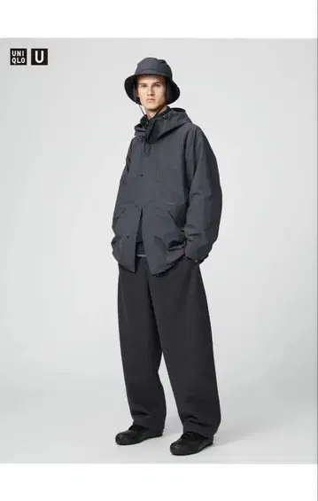 유니클로 U 브러쉬드 맨투맨 와이드 팬츠 그레이 M