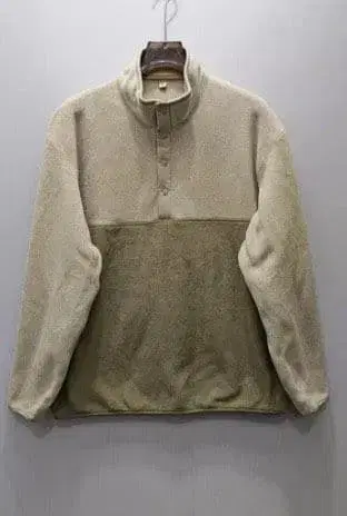 플리스 풀오버 베이지 / 하프 버튼