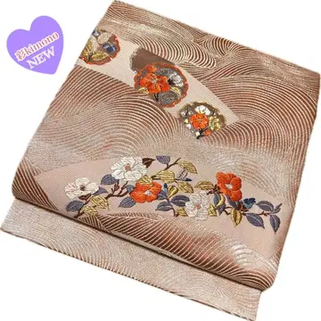 [ 11B75 ] 나고야 오비 나고야 스타일 핑크 오렌지 실버 359cm