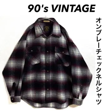 90년대 VINTAGE 옴브레 체크 셔츠 빅 실루엣 와이드 소매