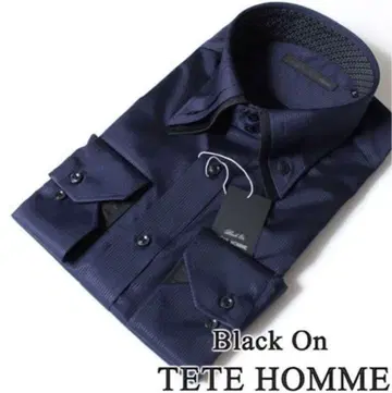 [ 미사용/M ] TETE HOMME 드레스 셔츠 다크 네이비 스트라이프
