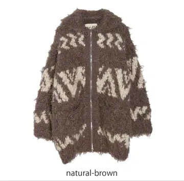 unfil 핸드 니트 자켓 내추럴 브라운