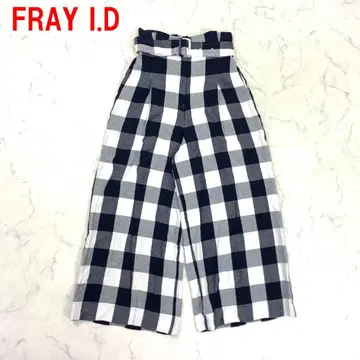 A7142 프레이 아이디 와이드 팬츠 가우초 안감 있음 체크 네이비 0