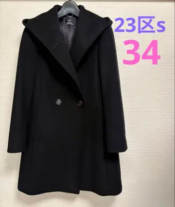 23구 (작은 사이즈) 울 후디드 코트 블랙 사이즈 34