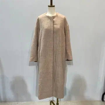 [ 새상품급 ] Louere 샤기 노카라 코쿤 롱 코트 ( 크림 )