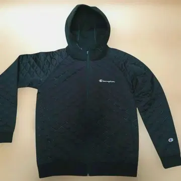 Champion 퀼팅 후드티 M 블랙