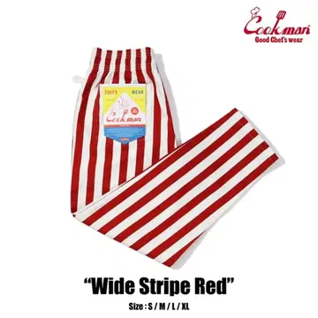 Cookman 와이드 스트라이프 팬츠 빨간색
