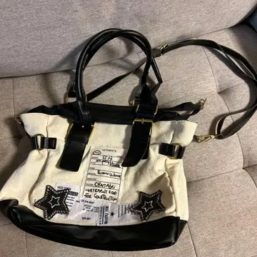 토트백 화이트/블랙 캔버스