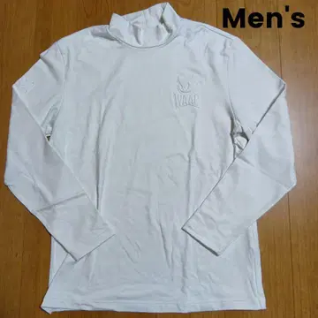 WAAC 남성용 화이트 긴팔 모크넥 셔츠 M