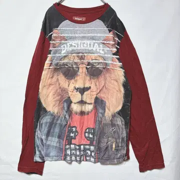 Desigual 데시구알 라이온 그래픽 긴팔T셔츠 롱T 빨간색