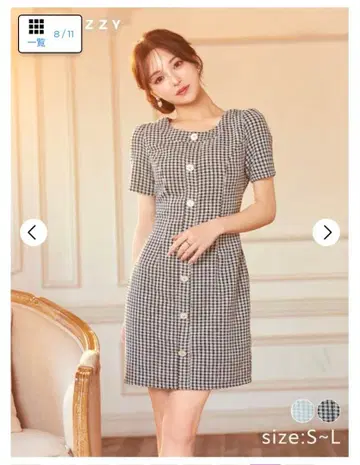 깅엄 체크 미니 드레스