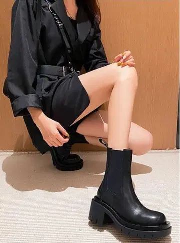 사이드 고어 탱크 솔 가죽 미들 부츠[zr989]