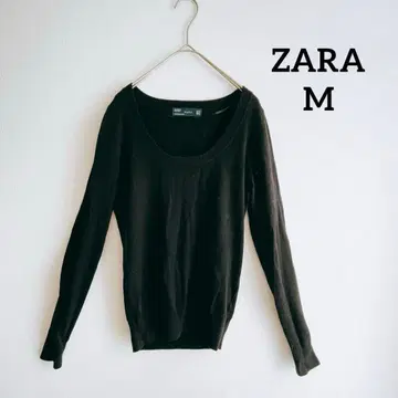 ZARA 블랙 심플 니트 M 코튼 혼방 면 니트 블랙 자라