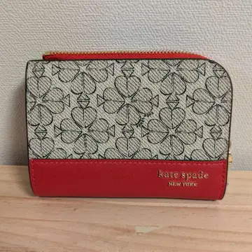 kate spade 접이식 지갑 화이트/레드