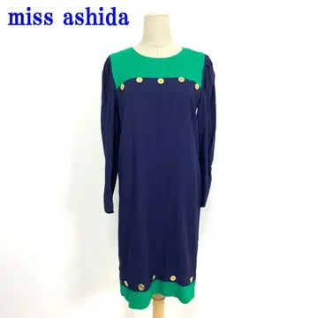 미스아시드 롱 원피스 긴팔 안감 있음 바이컬러 네이비 그린 9 C1584
