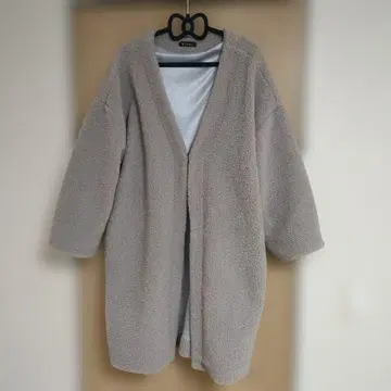 그레이 보아 롱 자켓 플리스