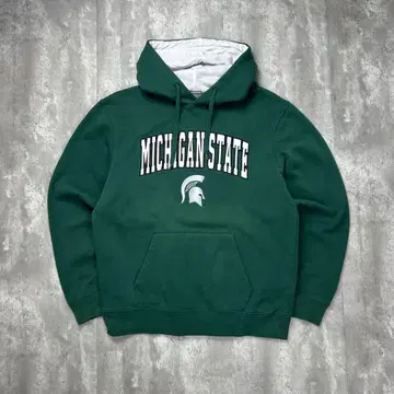 구제 의류 자수 로고 미시건 후드 맨투맨 그린 M 5953