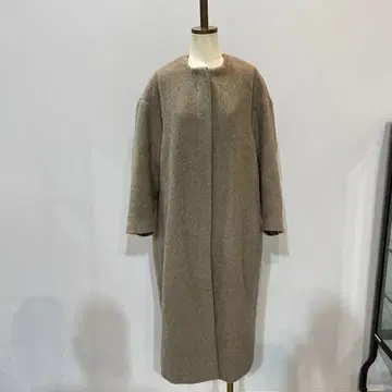 [ 새상품급 ] Louere 샤기 노카라 코쿤 롱 코트 ( 모카 )