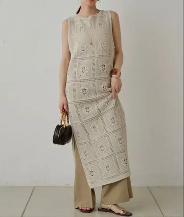 [ Loungedress ] 크로셰 니트 원피스 아이보리