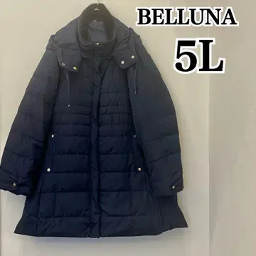 BELLUNA 다운 롱 코트 네이비 골드 금장 장식 빅 사이즈
