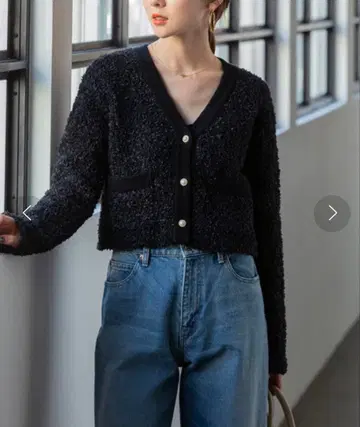 Noble 리본얀 니트 자켓 블랙