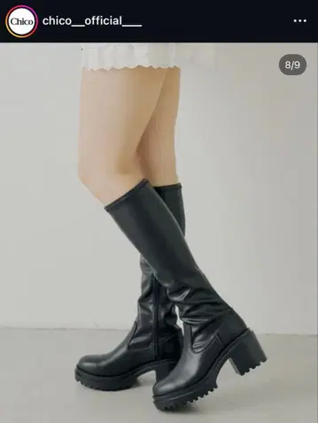 CHICO 통굽 청키 스트레치 롱 부츠 블랙