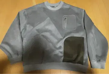 그레이 맨투맨 트레이닝복 지퍼 포켓 부착