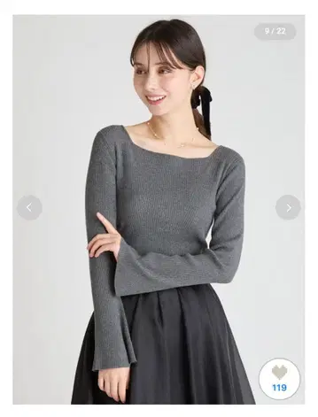 셀포드 택없는 새상품 25AW 완판템 리브 그레이 스웨터 플레어 소매