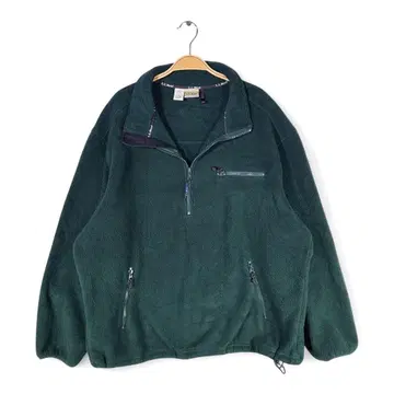 90s 엘엘빈 짙은 녹색 풀오버 플리스 자켓 빅 사이즈 XL