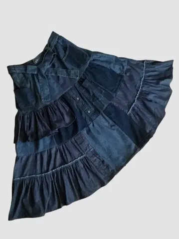 구제 의류 리메이크 데님 패치워크 캉캉 스커트