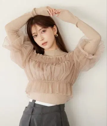 SNIDEL 튤 도킹 니트 풀오버