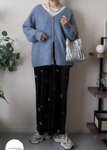 시마무라 omi 3way 니트 가디건 V넥 지퍼 가디건