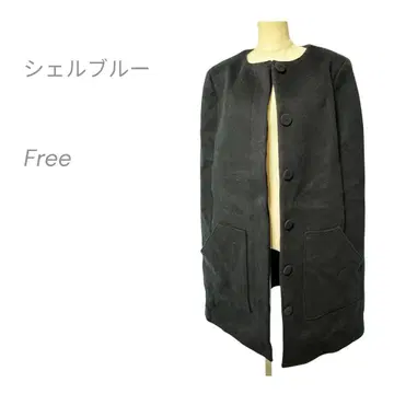 LE CIEL BLEU 울 케이프 코트 판초 롱 코트 쉘 블루