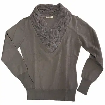 숄카라 니트 브라운 베이지 울 혼방