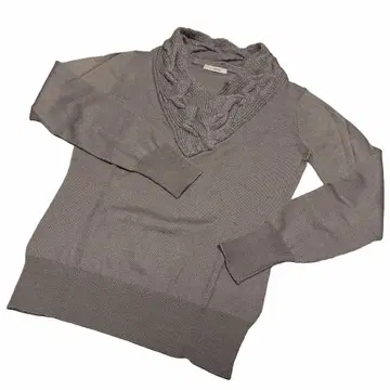 숄카라 니트 브라운 베이지 울 혼방