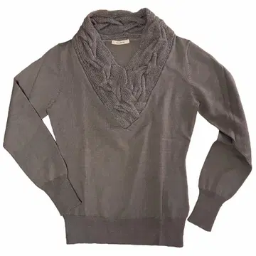 숄카라 니트 브라운 베이지 울 혼방