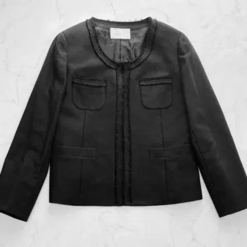 [새상품급] 내추럴 뷰티 심플 트위드 노카라 자켓 3L