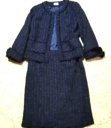 Cara 카라 네이비 트위드 페플럼 셋업 수트 11