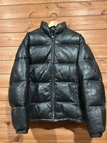 Schott 블랙 가죽 다운 자켓 38