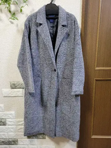 이치 헤링본 체스터 코트 그레이