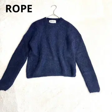 ROPE 로페 모헤어 혼방 니트 풀오버 스웨터 네이비